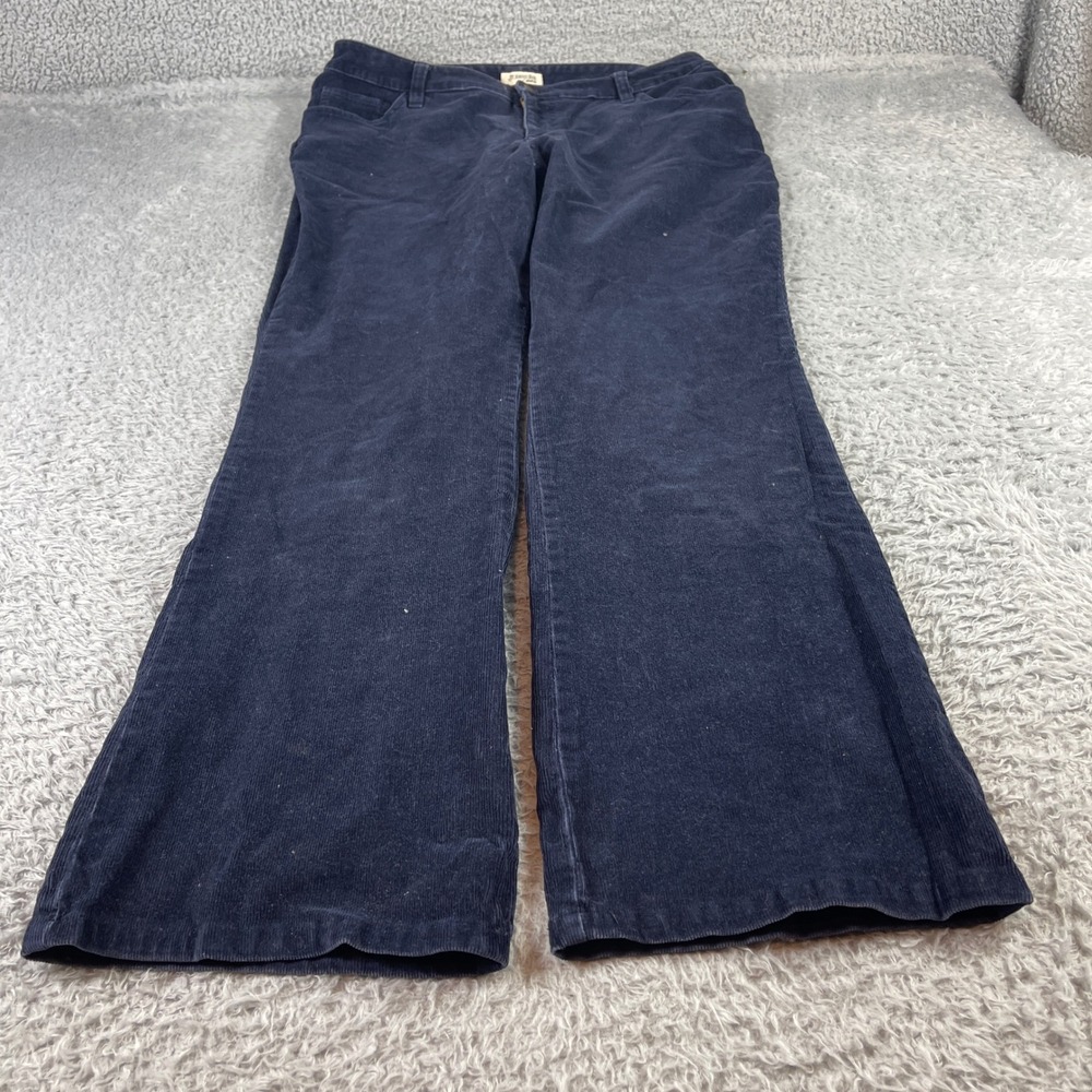 St Johns Bay Navy Blue Corduroy Pants Womens 12 Stretch Straight Leg Casual